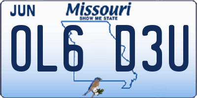 MO license plate OL6D3U