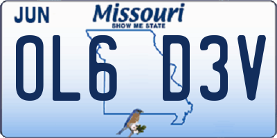 MO license plate OL6D3V