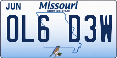 MO license plate OL6D3W