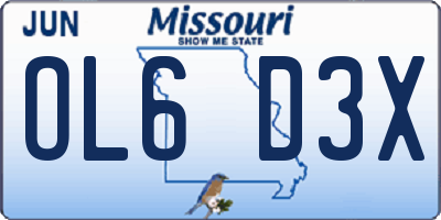 MO license plate OL6D3X