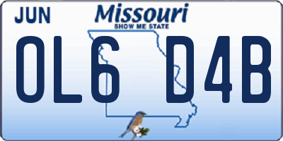 MO license plate OL6D4B