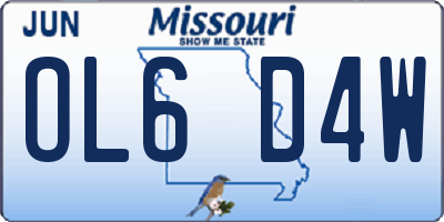 MO license plate OL6D4W