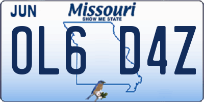 MO license plate OL6D4Z