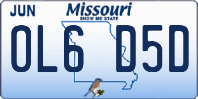 MO license plate OL6D5D