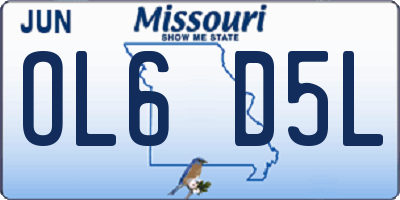 MO license plate OL6D5L