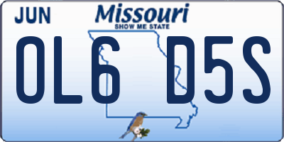 MO license plate OL6D5S