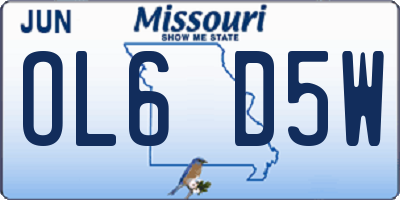 MO license plate OL6D5W