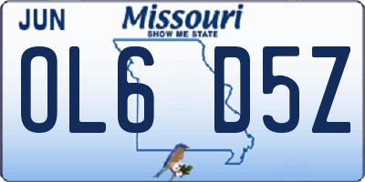 MO license plate OL6D5Z