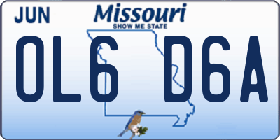 MO license plate OL6D6A