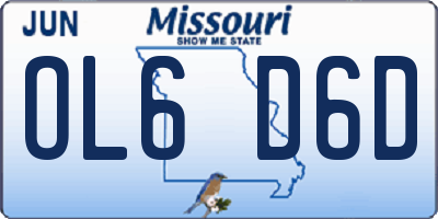 MO license plate OL6D6D