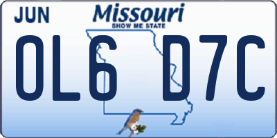 MO license plate OL6D7C