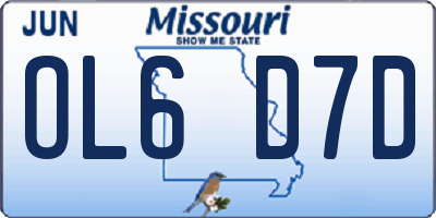 MO license plate OL6D7D