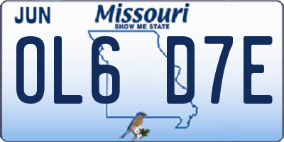 MO license plate OL6D7E