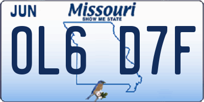MO license plate OL6D7F