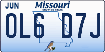 MO license plate OL6D7J