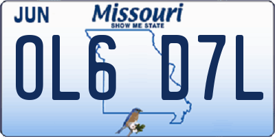 MO license plate OL6D7L