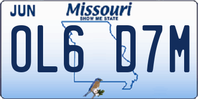 MO license plate OL6D7M