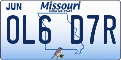 MO license plate OL6D7R
