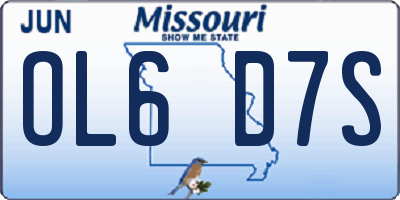 MO license plate OL6D7S