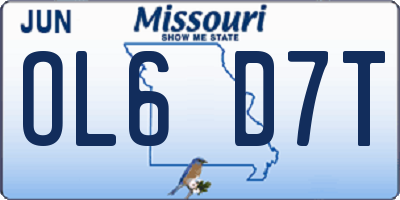 MO license plate OL6D7T