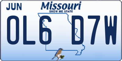 MO license plate OL6D7W
