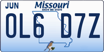 MO license plate OL6D7Z