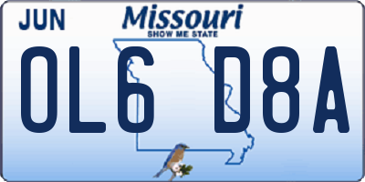 MO license plate OL6D8A