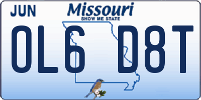 MO license plate OL6D8T