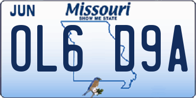 MO license plate OL6D9A
