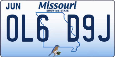 MO license plate OL6D9J