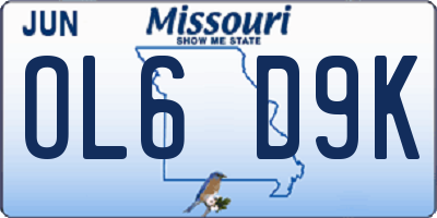 MO license plate OL6D9K