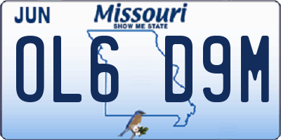 MO license plate OL6D9M