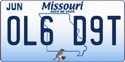 MO license plate OL6D9T