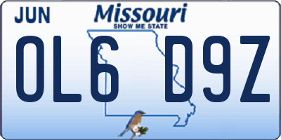 MO license plate OL6D9Z