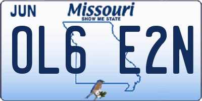 MO license plate OL6E2N