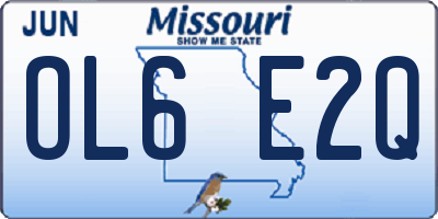 MO license plate OL6E2Q