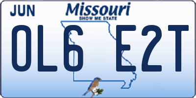 MO license plate OL6E2T