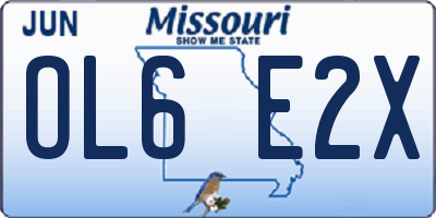 MO license plate OL6E2X