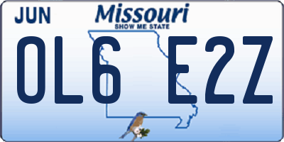 MO license plate OL6E2Z