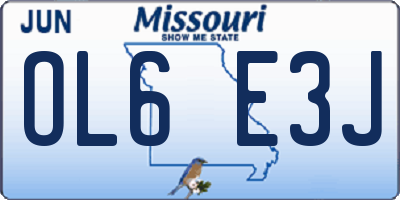 MO license plate OL6E3J