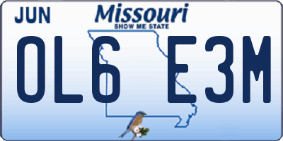 MO license plate OL6E3M