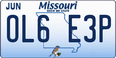MO license plate OL6E3P