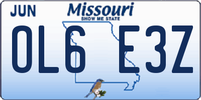 MO license plate OL6E3Z