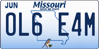 MO license plate OL6E4M
