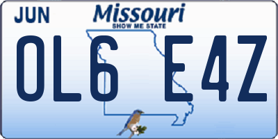 MO license plate OL6E4Z