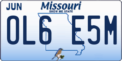 MO license plate OL6E5M