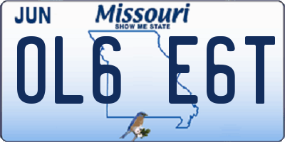 MO license plate OL6E6T
