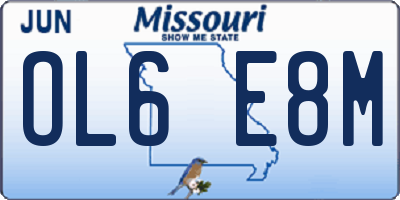 MO license plate OL6E8M