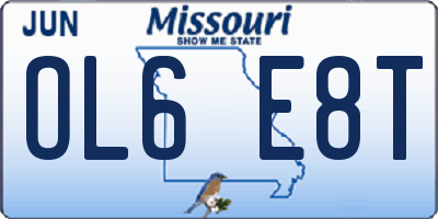 MO license plate OL6E8T