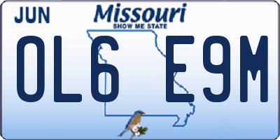 MO license plate OL6E9M
